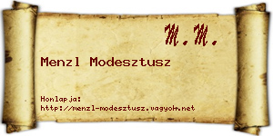 Menzl Modesztusz névjegykártya
